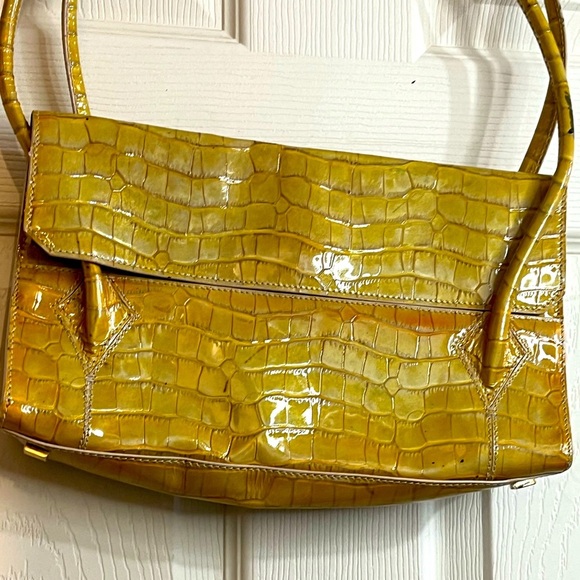 St. John Handbags - St. John - vintage RARE” Croc chartreuse resort tote